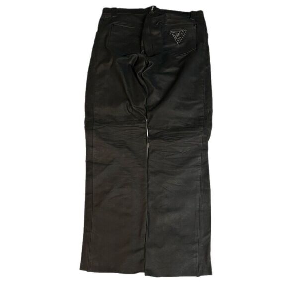 Harro Mens Black Leather Motorcycle Trousers | Vintage Protective Biker Gear VTG - Picture 2 of 11